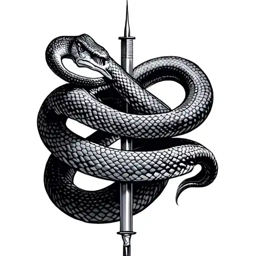 Snake Wrapped Around Medical Needle