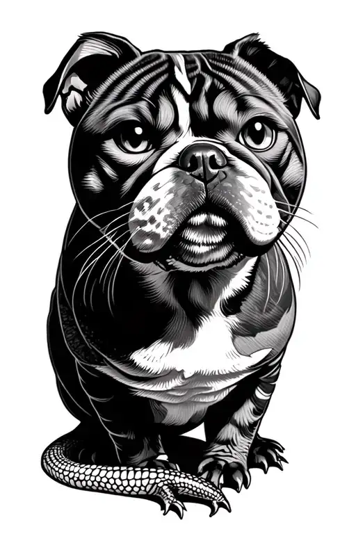 Bulldog Cat And Bearded Dragon