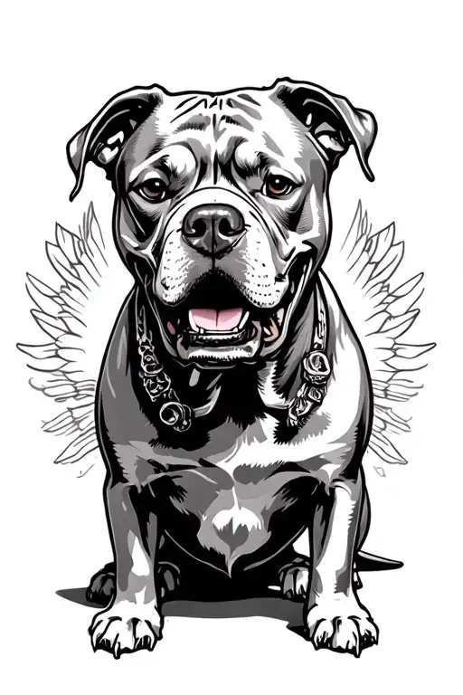 Pitbull Dog With Skull