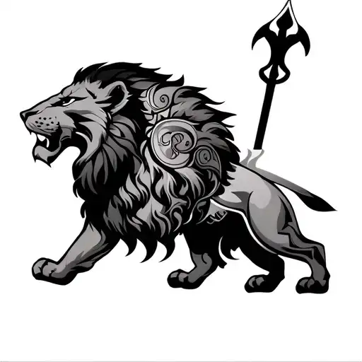 Spartan Warrior And Lion