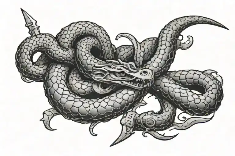 Serpent Head Crushed By Sword