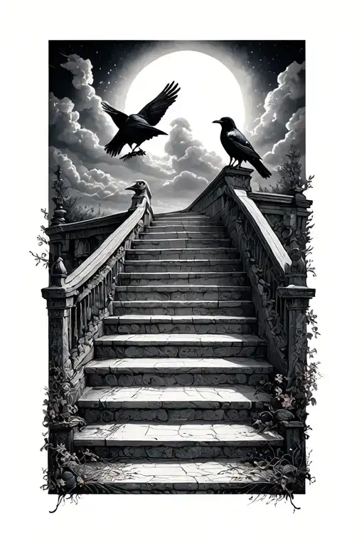 Stair Way To Heaven With Crows Sitting