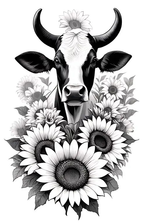 Sunflowers And Cow Face