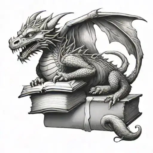 Dragon Sleeping On Books