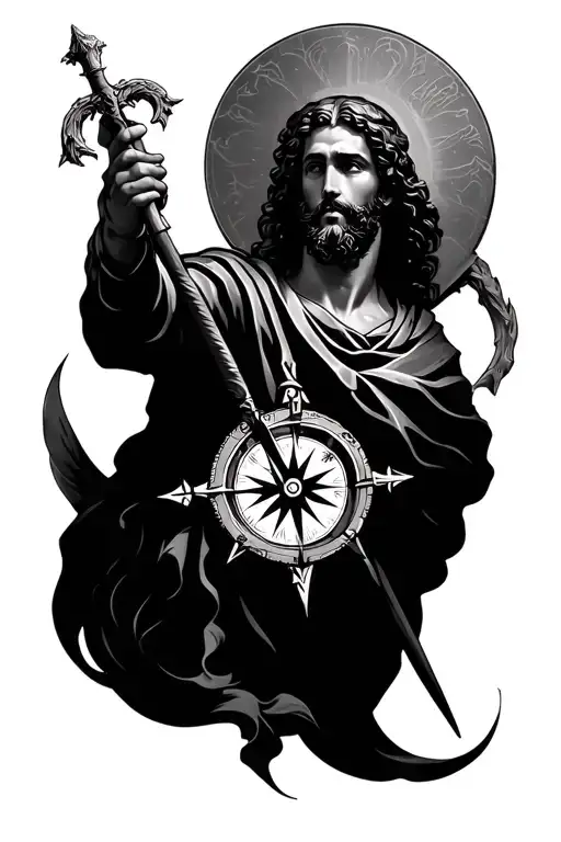 Saint Christopher With Compass Surrounded