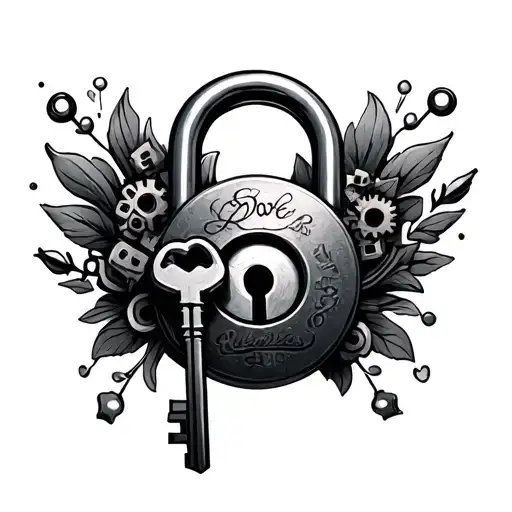 Create An Image Of A Lock And Key Mixed With A Mechanics Lifestyle To Symbolize Love And Strength