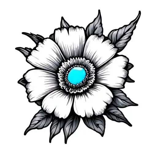 July And May Flower Fine Line With Western Tooling And Some Turquoise