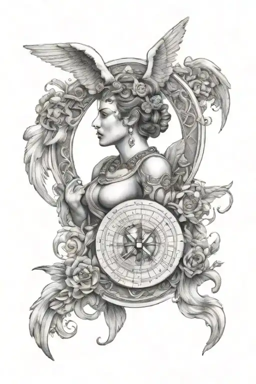 A Travel-themed Zodiac Sleeve Featuring Various Angels