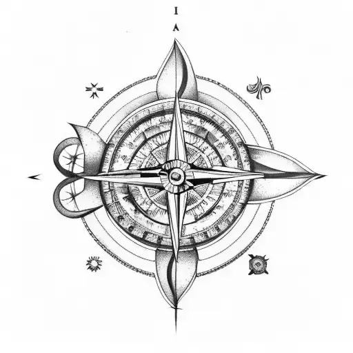 Aquarius With Compass And Roses Half Sleeve