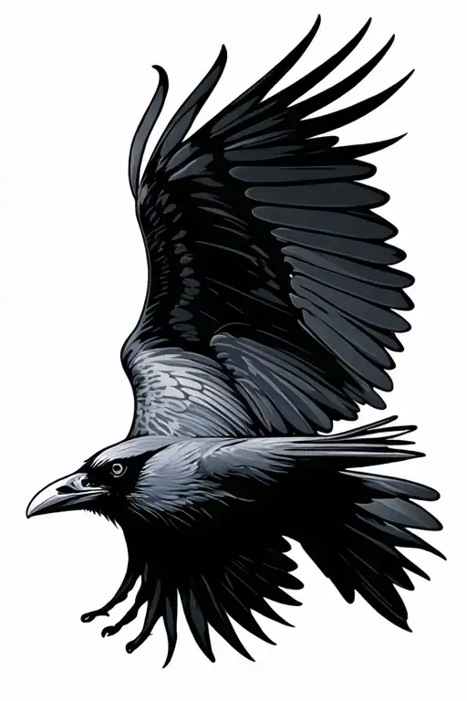 Graffiti Style Raven Flying