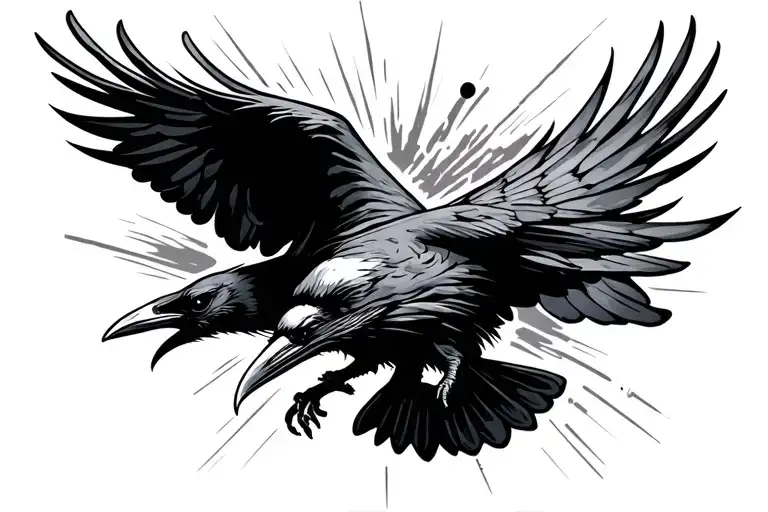 Graffiti Style Raven Flying