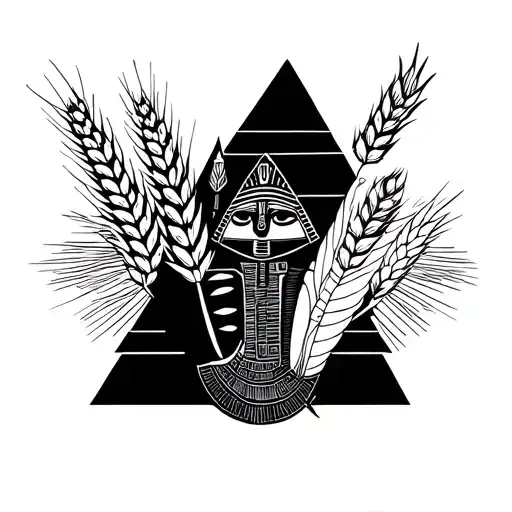 Egyptian Aknh And Piramid And Wheat And Plantain