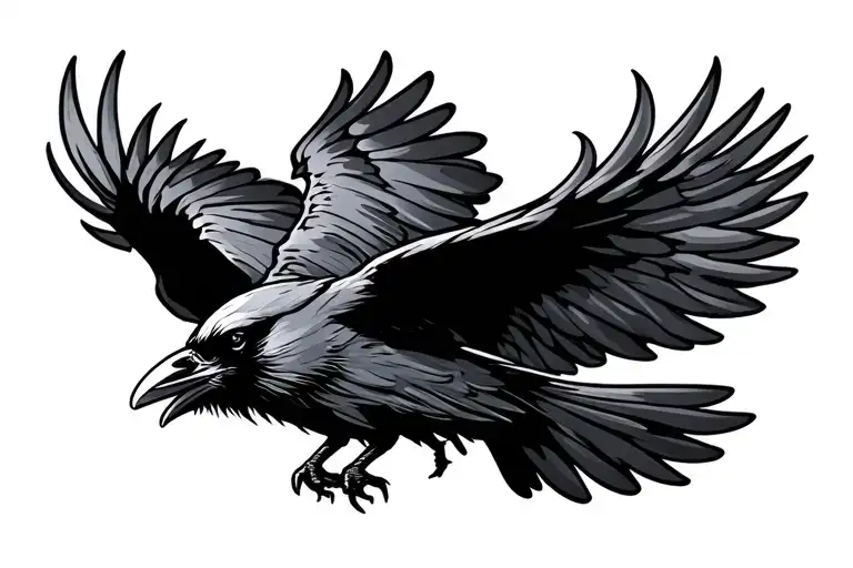 Graffiti Style Raven Flying