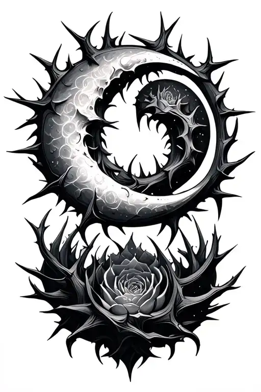 Crescent Moon With Thorns