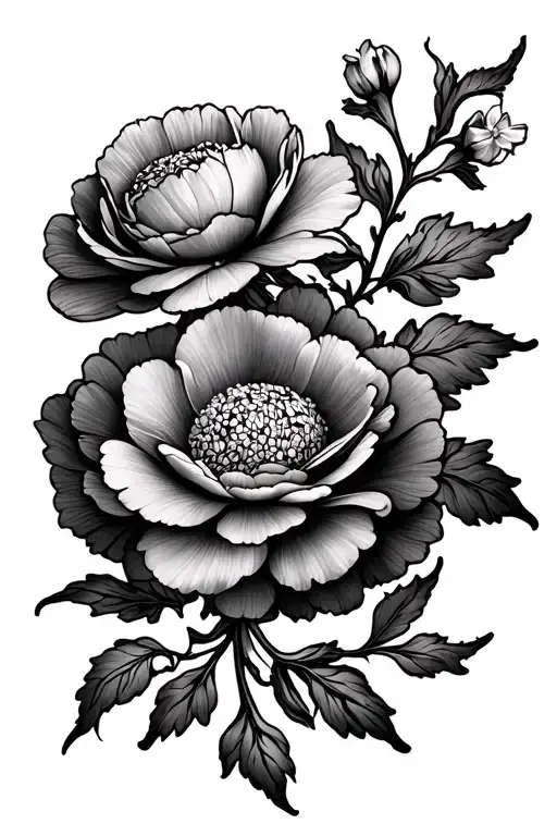 Simple Dainty Carnation Flower With Daffodil Flower Vine Wrapping Spine