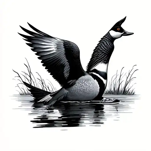 Waterfowl With Gun Tattoo Half Sleeve