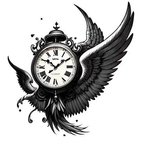 Chest Clock And Wings Flying
