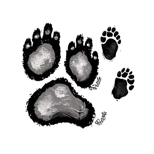 Paw Print And Bird Foot Print