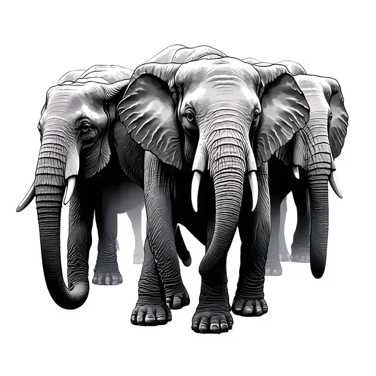 Herd Of Elephants Walking