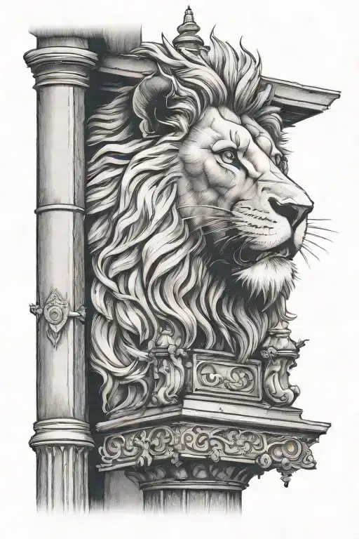 Lion Next To Lamppost