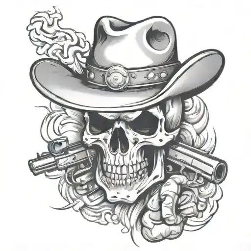 Cowboy Skull With Dynamite Explosion
