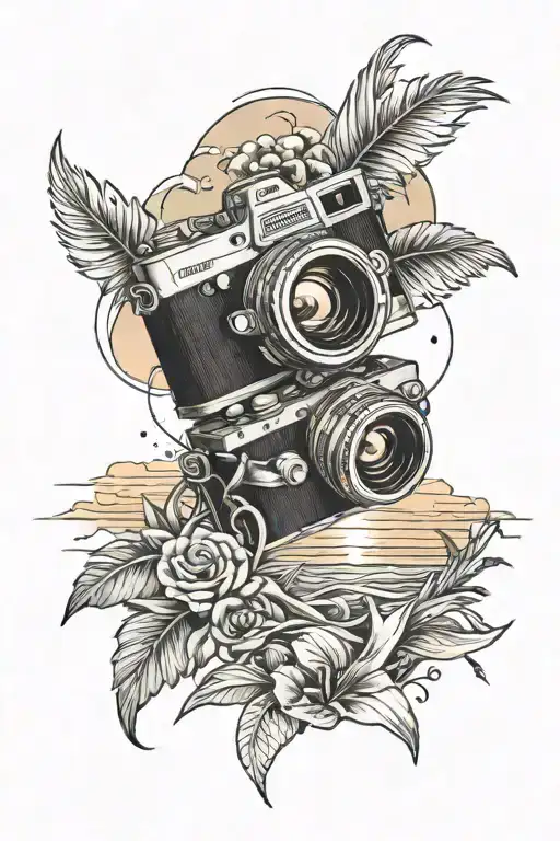 Camera And Sunset Beach