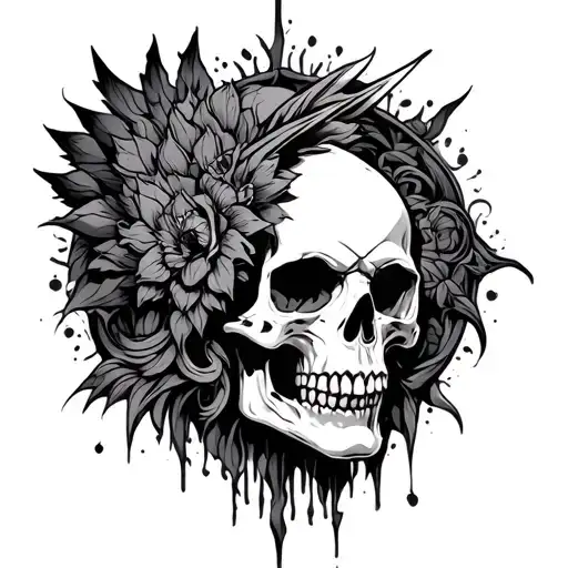 Gargolye And Skull Surrounded