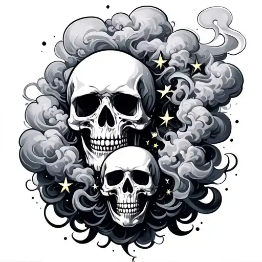 Smoke And Cloud Filled With Stars And Skulls