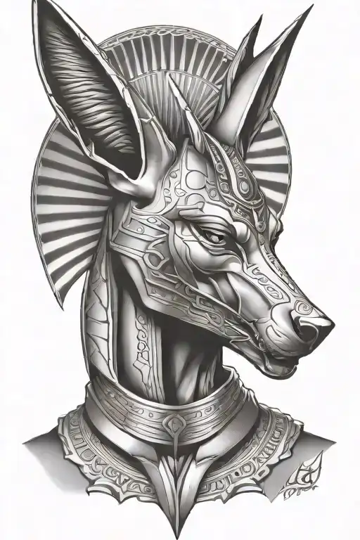 God Anubis Portrait With Half
