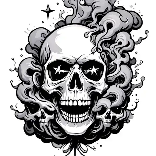 Smoke And Cloud Filler Surrounded With Stars And Skulls Inside
