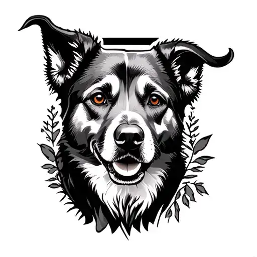 Alasaka Montain Range And Labrador Dog