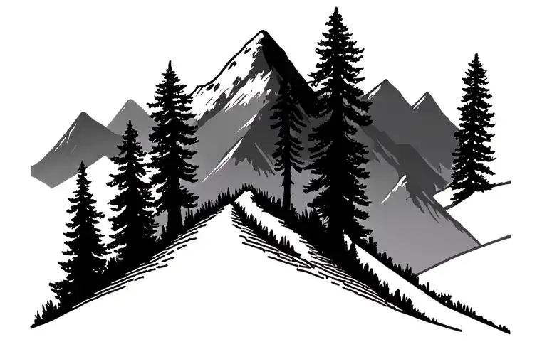 Fine Line Mountain And Trees Small