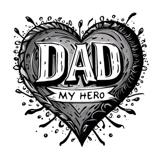 Word Dad Forming Into A Heart With My Hero Written Under It