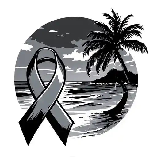 Beach Scene With Tuberous Sclerosis Awareness Ribbon And Epilepsy Ribbon