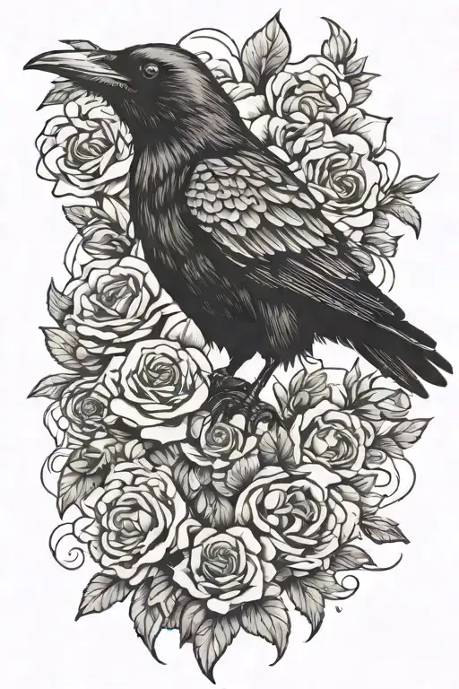 Crow With Flowers