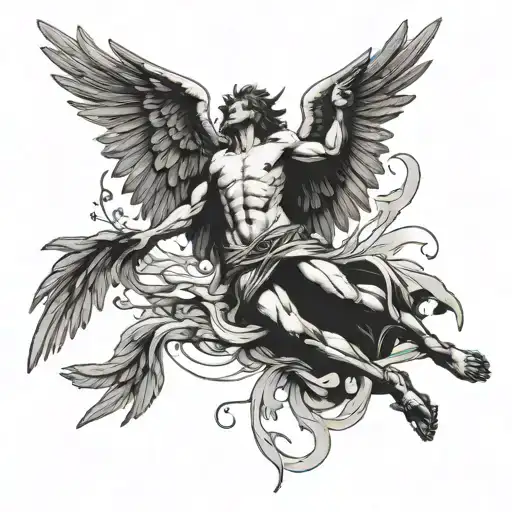 Icarus Falling From The Sky After His Wings Melted