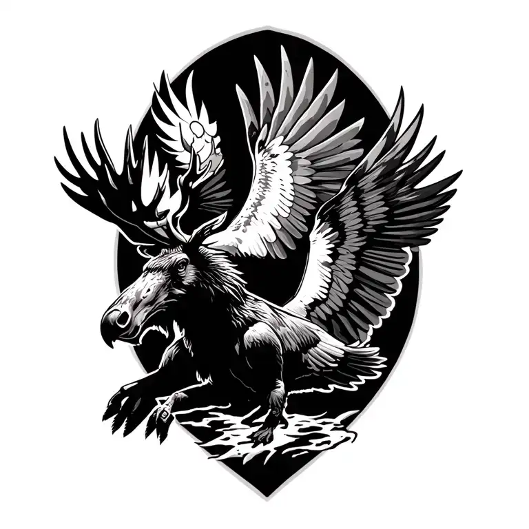 Moose And Eagle Soaring