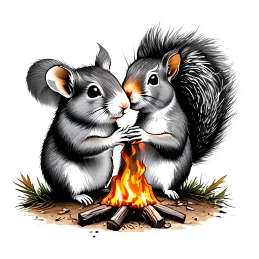 Hamster And Squirrel Gay Love Campfire Night Sky