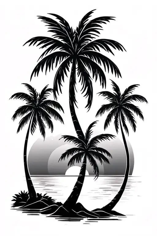 Palm Trees And A Sunset And 954