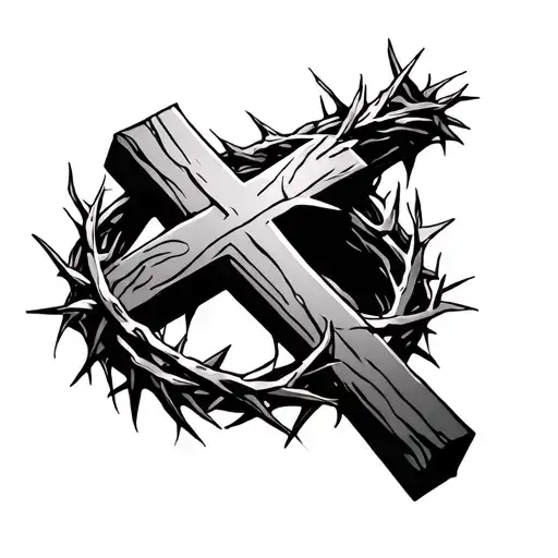 Cross With Crown Of Thorns On Top