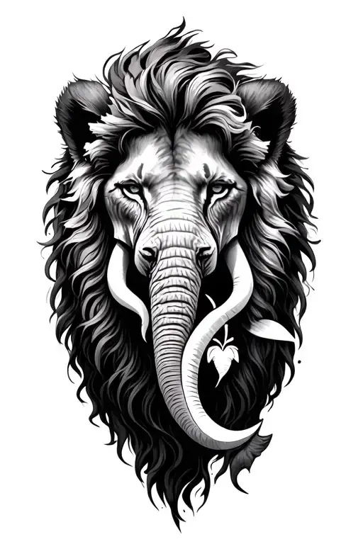 Feminine Lion With A Hole In Her Chest Showing A Masculine Elephant Instead Of A Heart