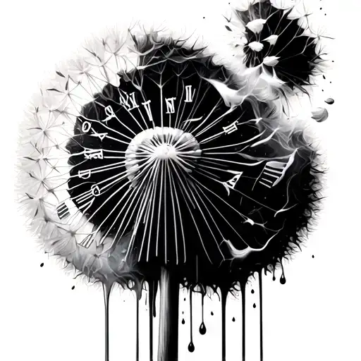 Banksy Art Blowing Dandelion Seed With Melting Clock