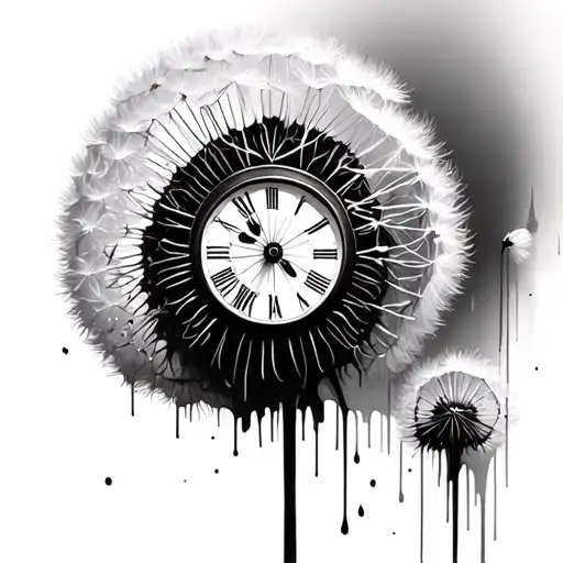 Banksy Art Blowing Dandelion Seed With Melting Clock Using Negative Space