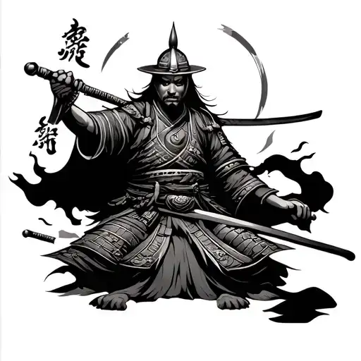 Ancient Samurai Warrior At Peace