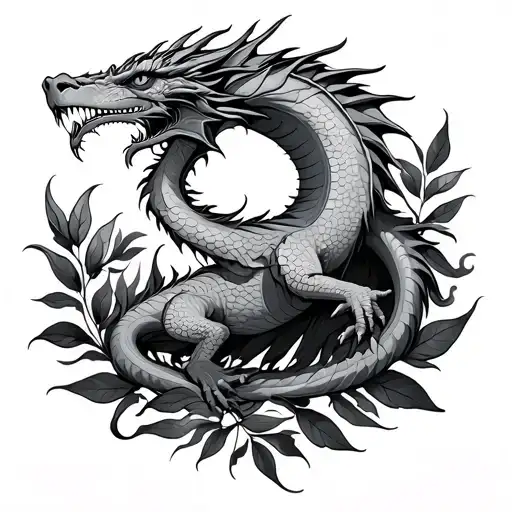 Dragon Surrounded By Leaves