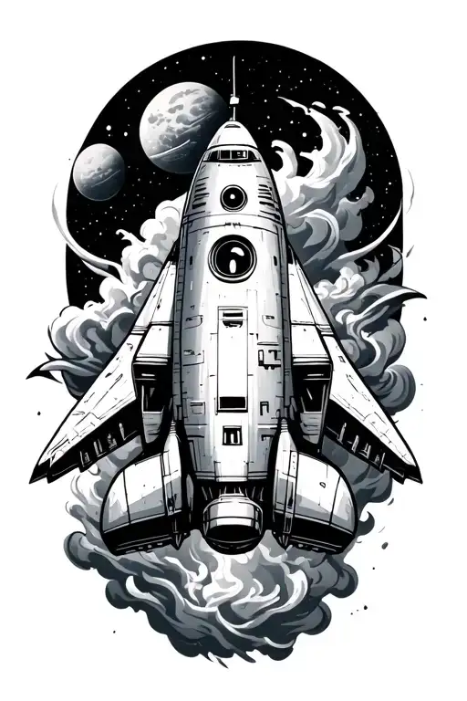 Space Ship With Exhaust Plume