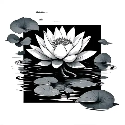 Lotus Flower On A Pond Filled