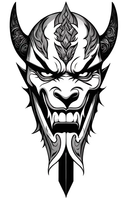 Oni Mask With Dagger Piercing