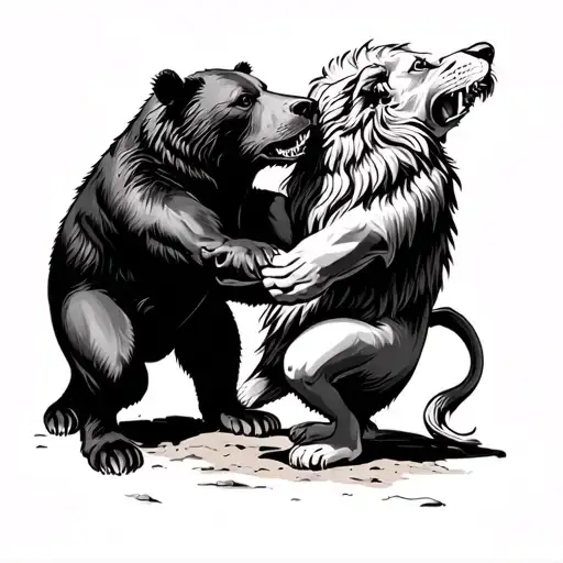Bear And Lion Fighting Each Other Realism
