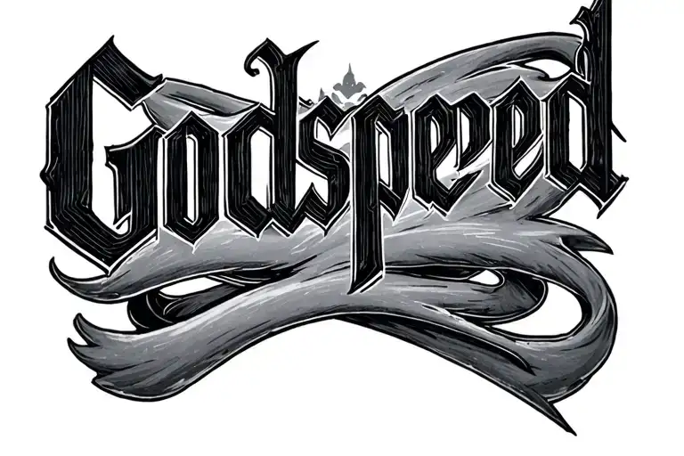 The Word Godspeed In Script Written Behind Neck